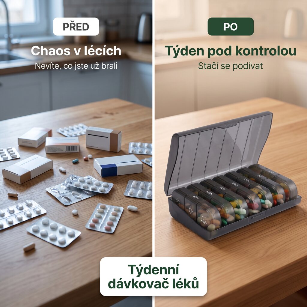 Chaos v lécích před a po týdenním dávkovači